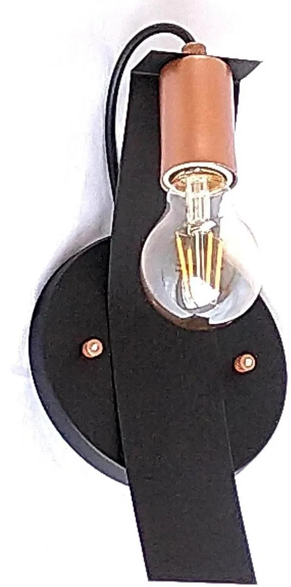 Arandela 1 Lâmpada Nuk Arredondado 30W Aço Emalustres 2775/.000 Preto/Cobre Bivolt