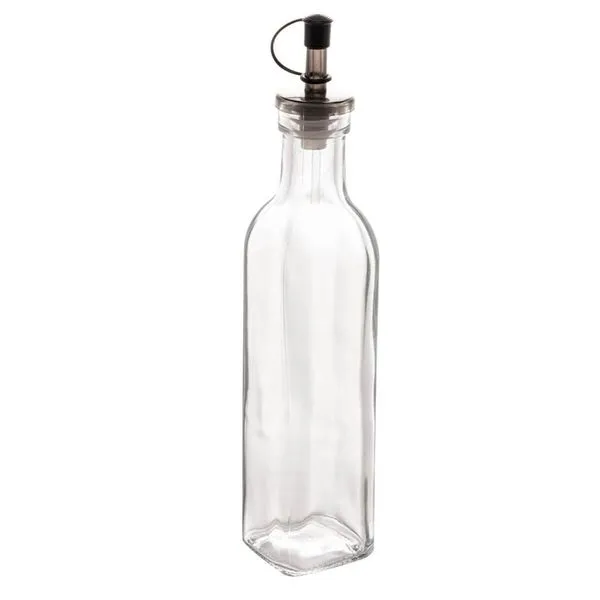 Garrafa de Vidro para Azeite ou Vinagre 270ml com Bico Dosador e Tampa Lyor Transparente