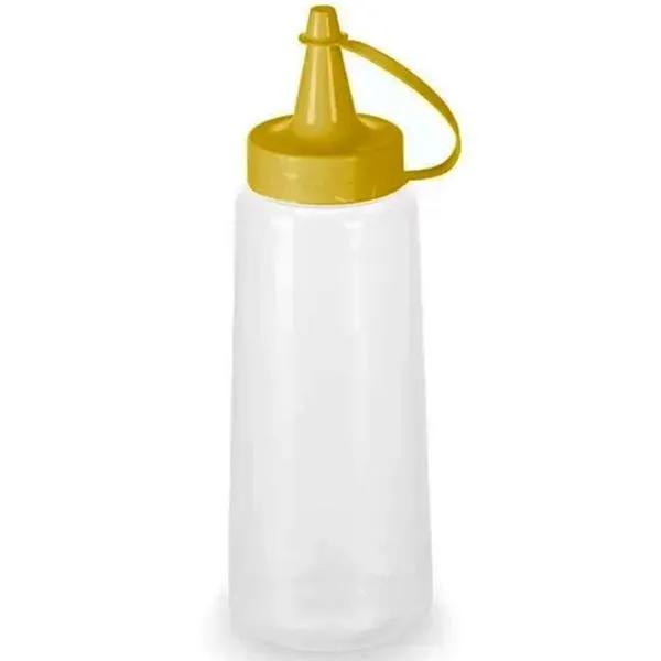 Bisnaga Plástica Plasvale 250ml Flexível para Molhos Mostarda Mel Lanchonete Tampa Amarela