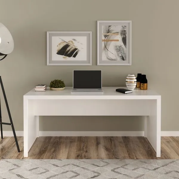 Escrivaninha Mesa Escritório Me4109 163cm Branco Branco