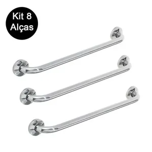 Kit 8 Alças Apoio Banheiro Idoso Inox Cadeirante