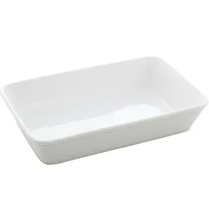 Refratário de Porcelana 26x17cm Travessa Branca Assadeira Retangular Gratinados Sobremesas Línea Lyor
