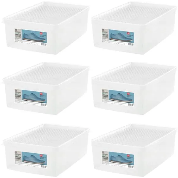 Conjunto 6 Caixas para Calçados 38 ao 46 com Tampa Ventilável Organizadoras de Closets Armários