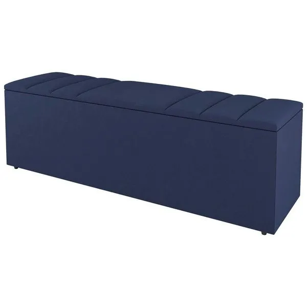 Calçadeira Baú Casal Grace 140cm Suede Azul - Abmaza