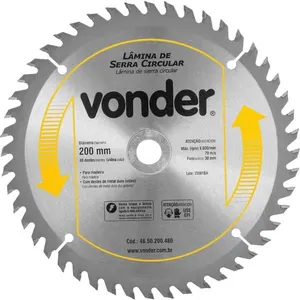 Lâmina de serra circular 200mmx30mm 48 dentes de metal duro/vídea -VONDER