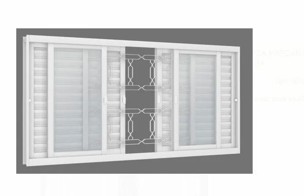 Janela de Aço Machado Veneziana 134583 150x100x12cm Branco Grade Elo Vidro Incolor