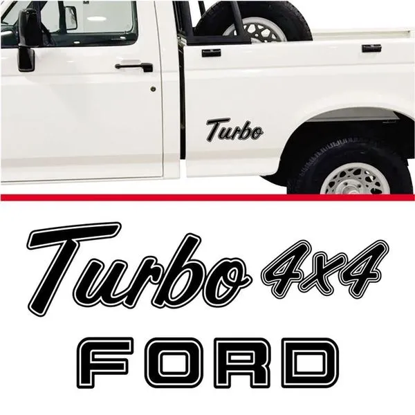 Kit Emblema Adesivo Ford F1000 Turbo 4x4 Em Preto F10001 Preto
