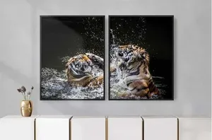 Quadro Decorativo Tigres na Água Illuminato Kit com 2 Unidades
