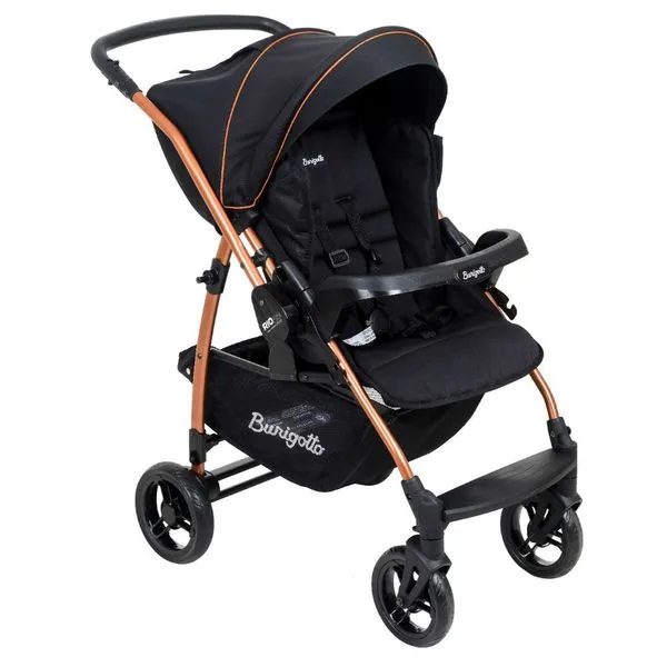 Carrinho de Bebê Rio 22 Reversível Recém-Nascidos Até 22kg Dobrável Preto Cobre Burigotto Carrinho de Bebê Rio 22 Reversível Até 22kg Preto Cobre Burigotto