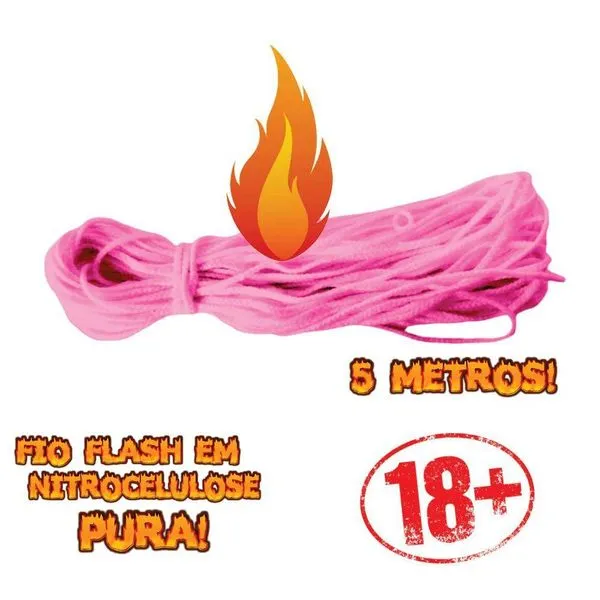 Cordao Fio Flash Premium Colorido 5 Metros, Panda Magic Cor Rosa