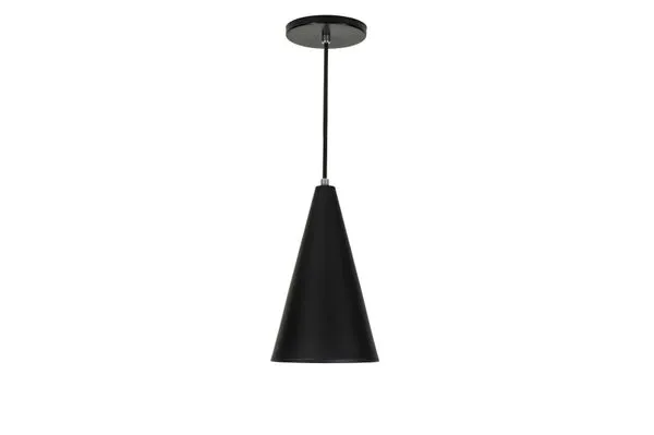 Pendente 1 Lâmpada Cone Teto 60W Alumínio Luz Vita 10101311 Preto Bivolt