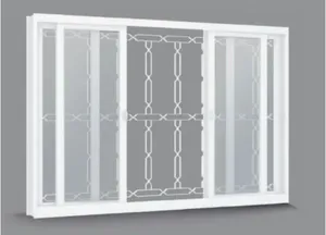 Vitrô de Aço Machado 134579 150x100x12cm Branco Grade Elo Vidro Incolor