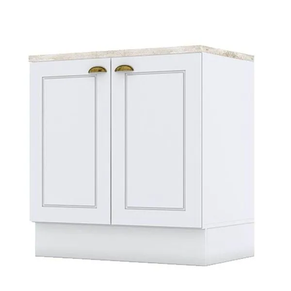 Balcão 2 Portas 80 Cm Americana Branco Com Tampo Cooktop Calcare - Henn