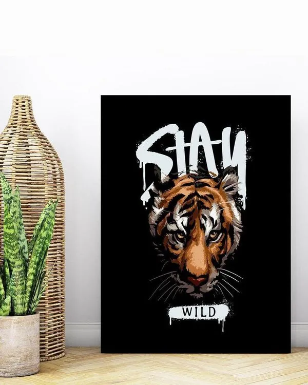 Placa Decorativa Illuminato Tigre Stay Wild 21x29,7x0,6cm