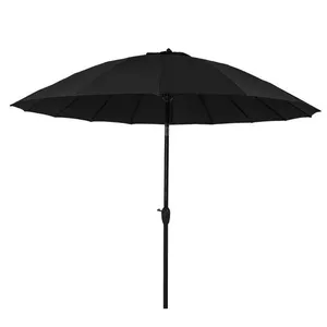 Ombrelone Central Belfix Chino Multi Varetas Articulado com Manivela Preto 2,5m