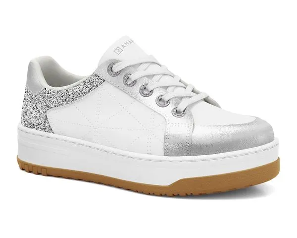 Tênis Feminino Metalizado Prata/Branco Ramarim 2464202-6 36