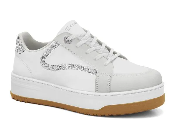 Tênis Feminino Camurça Branco/Prata Ramarim 2464204-2 38