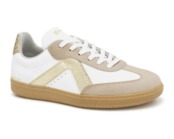 Tênis Casual Feminino Since 1962 Almond/Branco/Gliter Ouro/Metal Ouro Ramarim 2462202-2 37