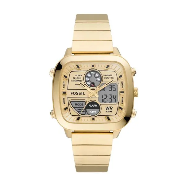 Relógio Fossil Masculino Retro Anadigital Dourado - FS5889/1DN FS5889/1DN