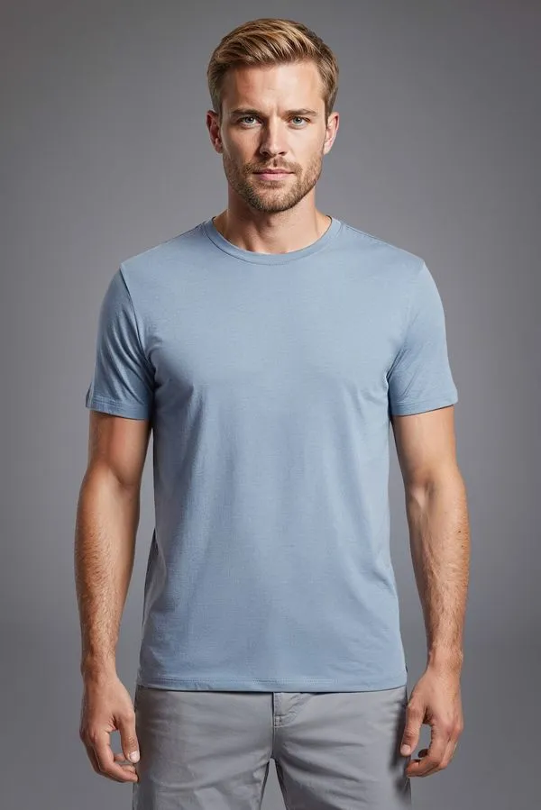 Camiseta Basica Enxuto Modal Color Azul Dust - P