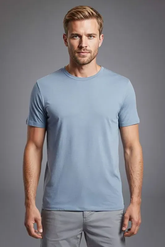 Camiseta Basica Enxuto Modal Color Azul Dust - P
