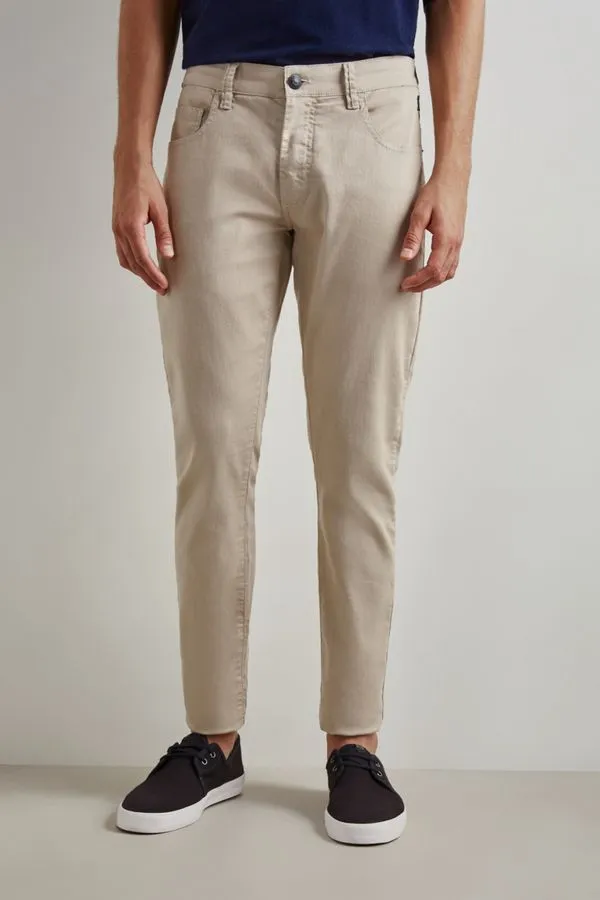 Calça Sarja 5 Pockets Elastano Skinny Color Areia - 3g