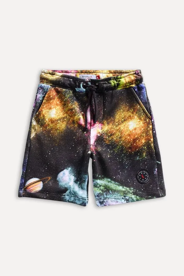 Bermuda Moletom Mini Estampa Space Preto - 08