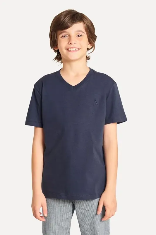 Camiseta Mini Lisa Gola V Marinho - 10