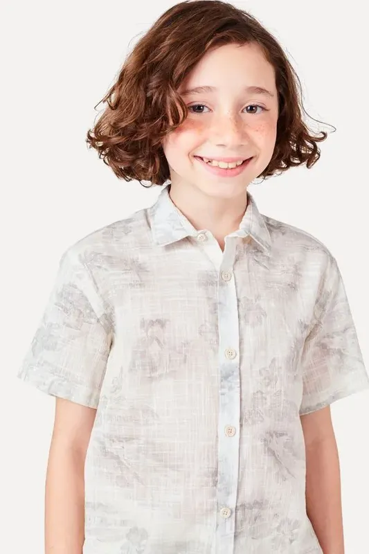 Camisa Mini Tp Mc Estampada Mare Branco - 14