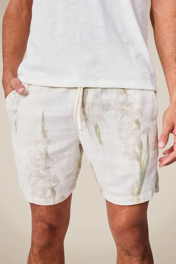 Short Casual Estampado Floral Energia Branco - M