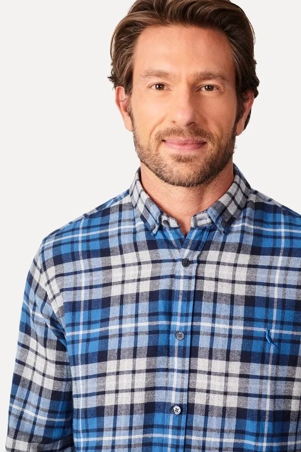 Camisa Ml Xadrez Henry Azul Atlantico - Ggg