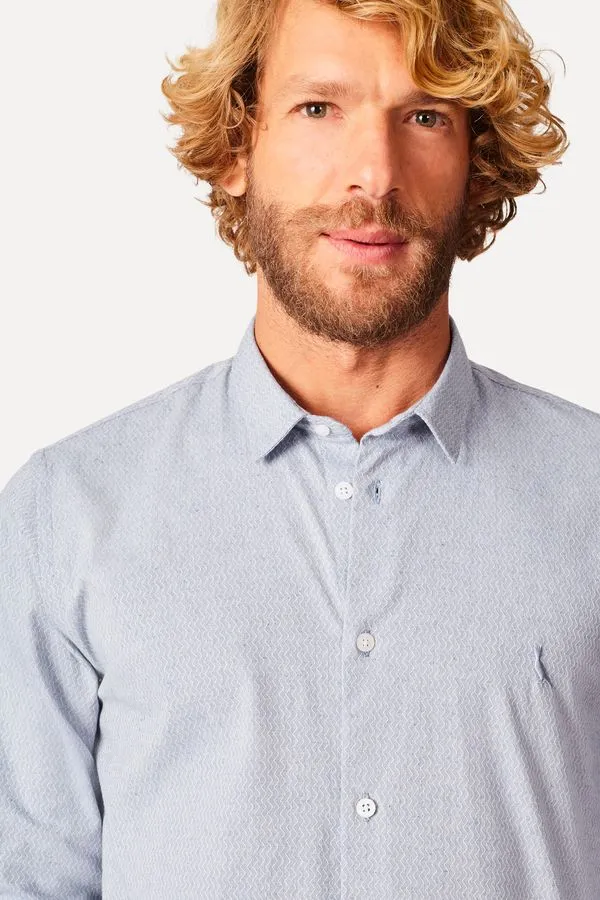 Camisa Ml Listras Chevron Indigo - G