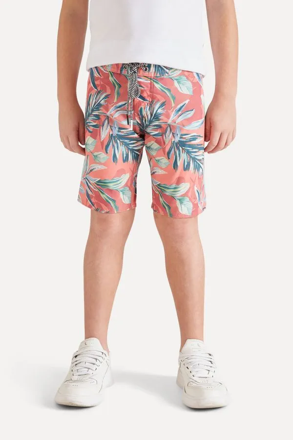 Boardshort Mini Estampa Folia Vermelho - 06