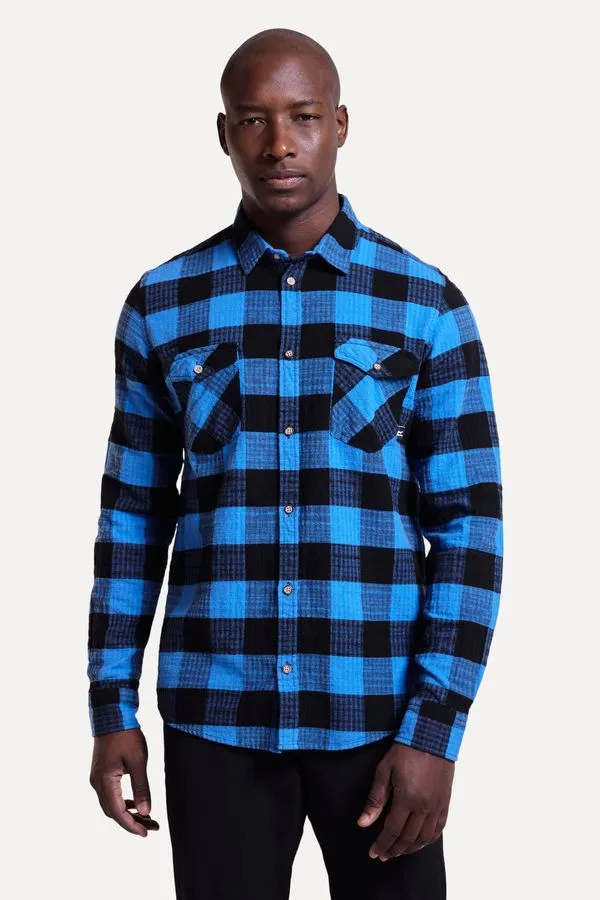 Camisa Ml Xadrez Jacaranda Azul Royal - Ggg
