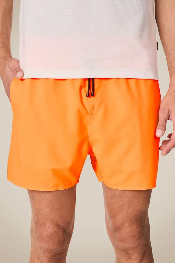 Short Praia Liso Basico Laranja Fluor - G