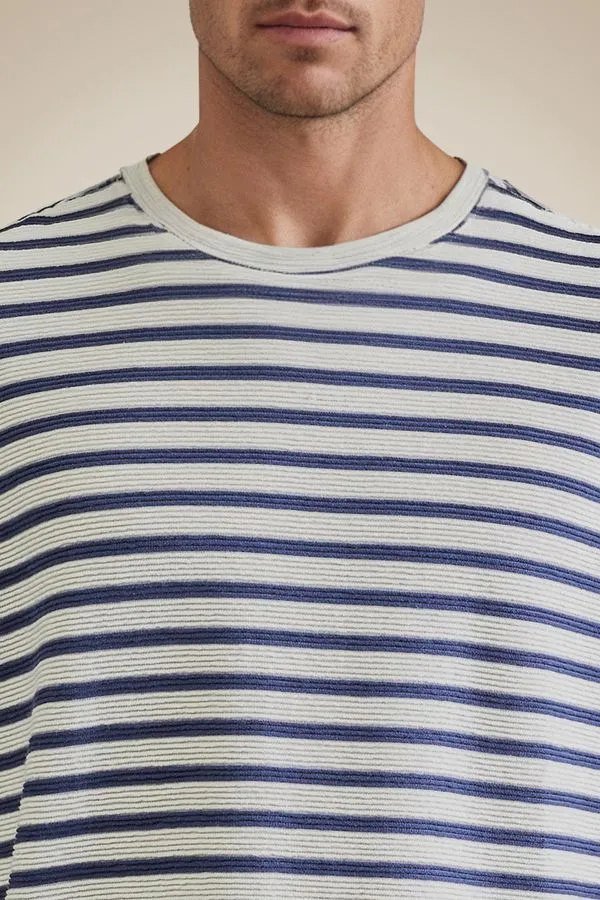 Camiseta Mc Malha Texture Listrado Natural - G