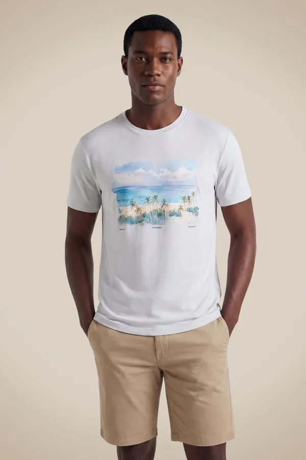 Camiseta Estampada Praia Nativos Branco - Ggg