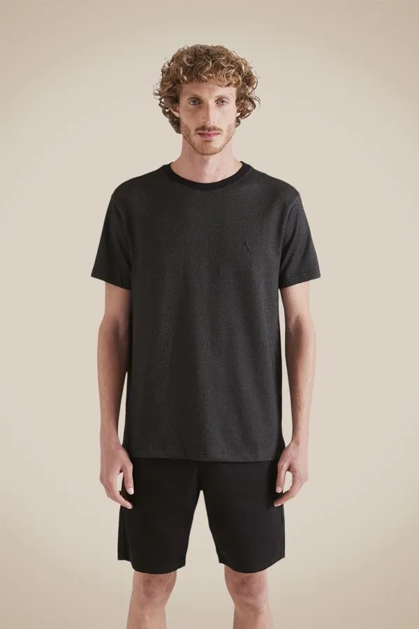 Camiseta Pois Maquinetada Preto - G
