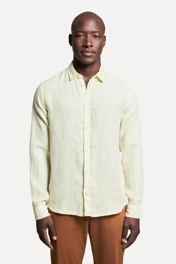 Camisa Ml Linho Vichy Amarelo Claro - M