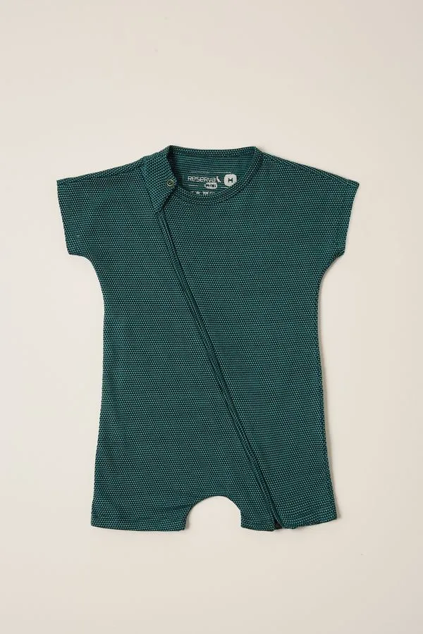 Macacão Reserva Mini Bebê Soltinho Jacquard Gravataria Verde - P