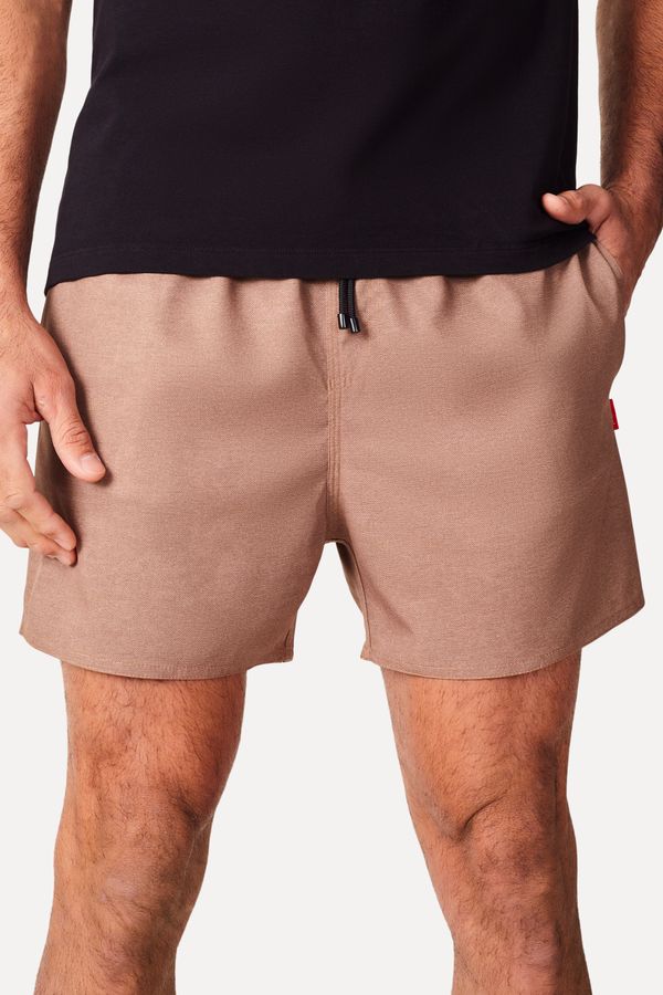 Short Praia Basico Textura Khaki Escuro - P
