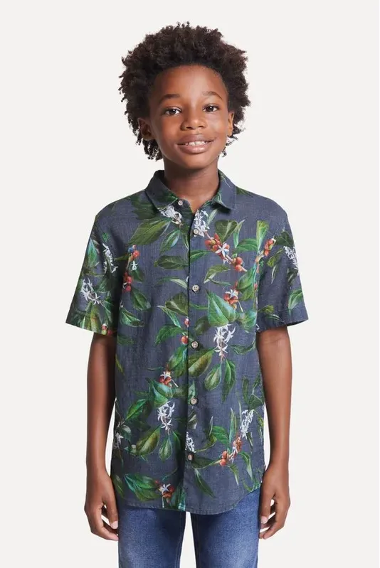 Camisa Mini Estampada Cafe Marinho - 02