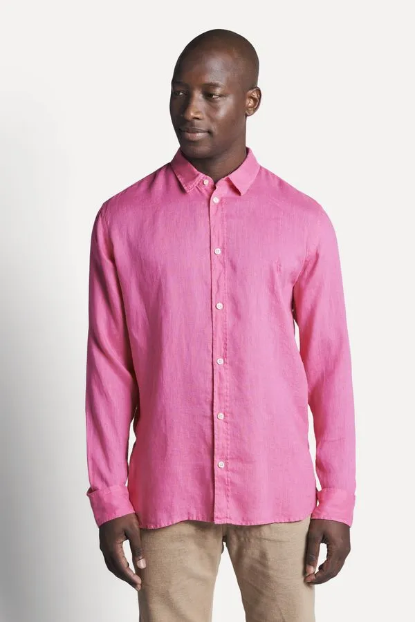 Camisa Manga Longa Linho Rosa Pink - G