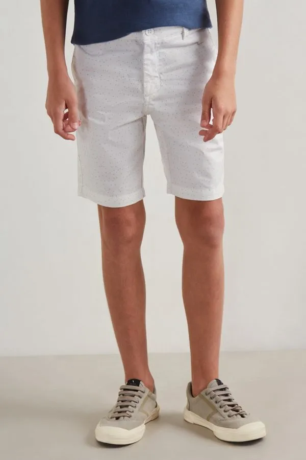 Bermuda Mini Estampa Poá Diferenciado Branco - 12+