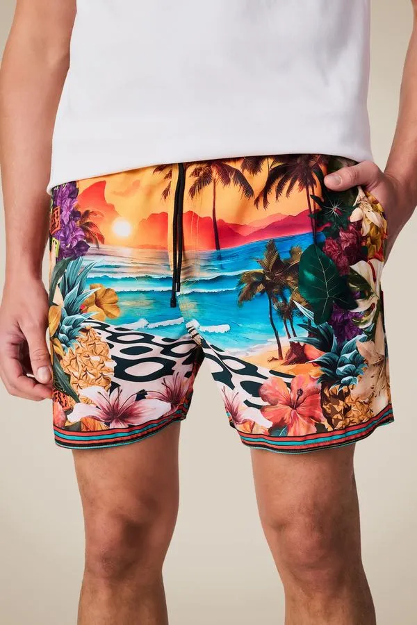 Short Praia Estampado Yes Brazil Amarelo - P