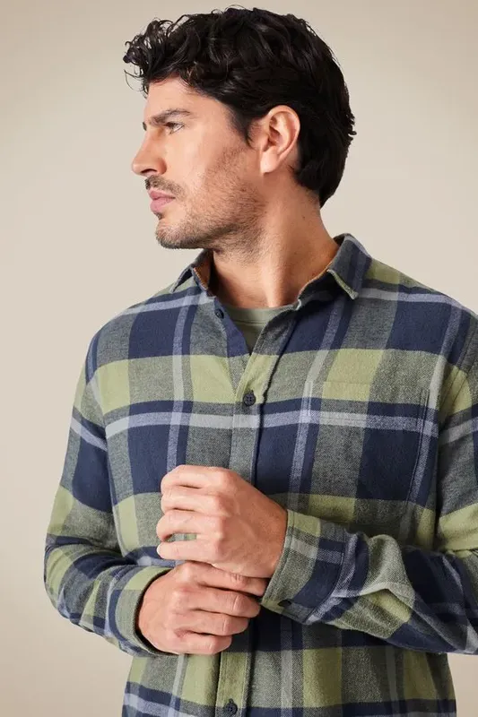 Camisa Ml Flanela Xadrez Eucalipto Militar - P