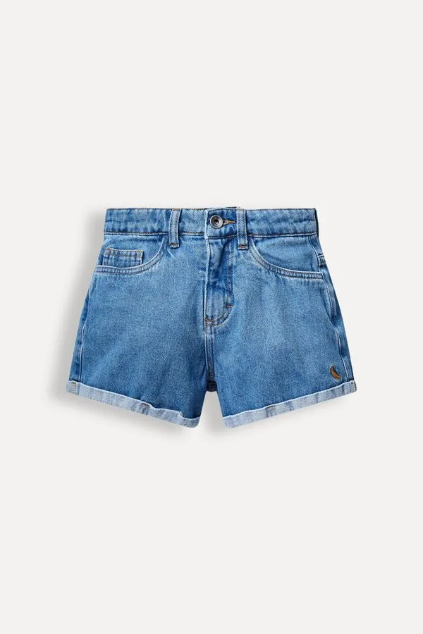 Short Menina Jeans Barra Dobrada Indigo - 14