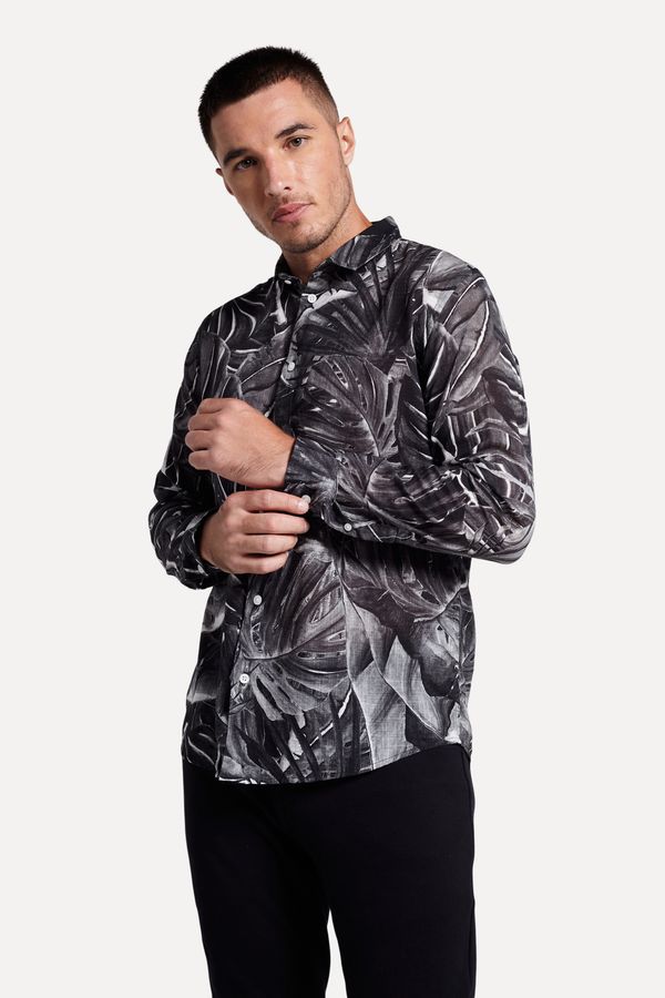 Camisa Estampada Ml Green Forest P&b Preto - P