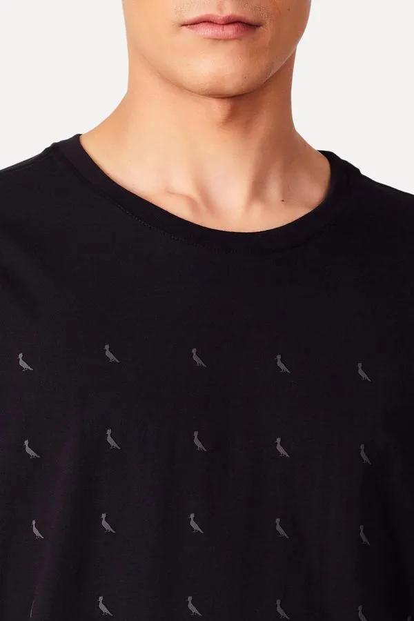 Camiseta Slim Est Pica Pau Minimal Lines Preto - Ggg