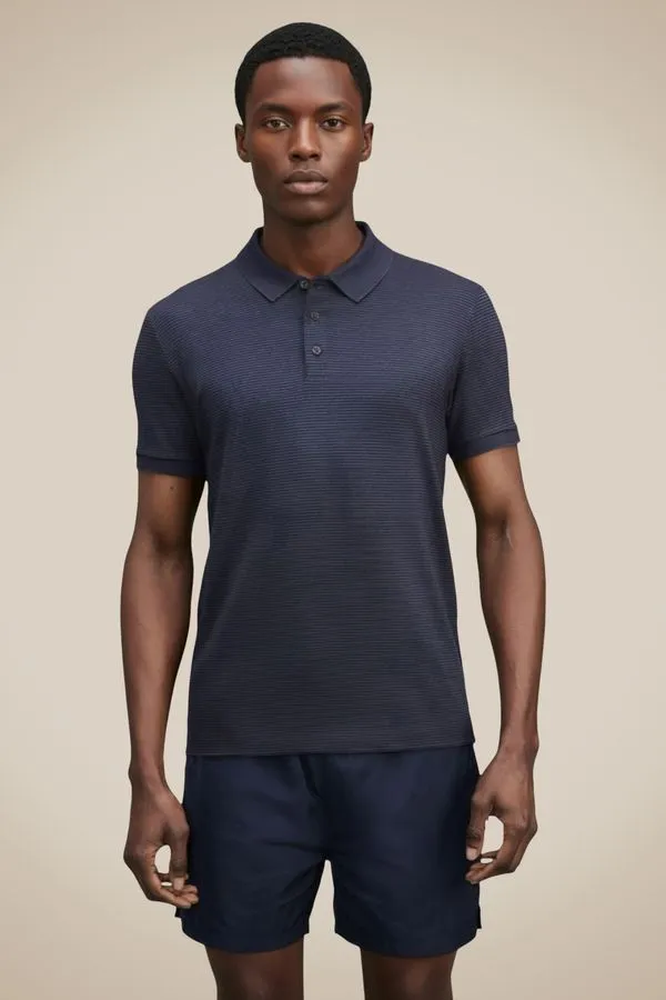 Polo Slim Listra Modal Marinho - P